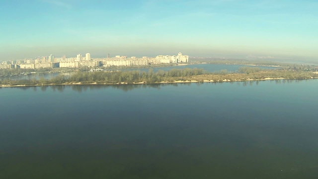 Beautiful panorama of  city  Kiev, Ukraine and Dnepr River.