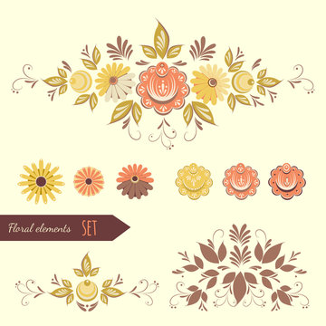 Set of floral design elements.