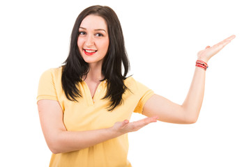 Happy woman making presentation