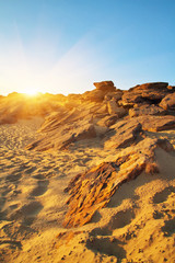 The Stone Grave or Rocky Mound Kamena Mohyla. Sundown Landscape.