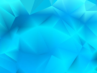 Obraz premium This abstract blue background features a geometric pattern of triangles with soft gradients and light effects, creating a modern low poly vector design that adds depth to any digital project.