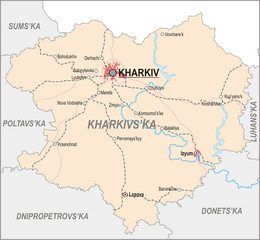 Fototapeta na wymiar Map of Kharkiv Oblast