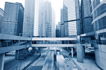 view on modern city street
