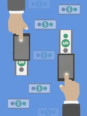 Money transfer in flat design