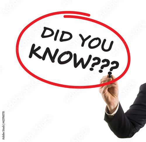 &quot;hand with marker writing text did you know&quot; Stock photo and royalty