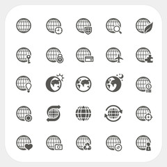 Globe earth vector icons set