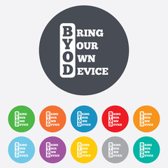 BYOD sign icon. Bring your own device symbol.