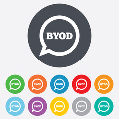 BYOD sign icon. Bring your own device symbol.
