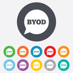 BYOD sign icon. Bring your own device symbol.