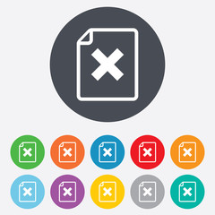 File document stop icon. Delete doc button.