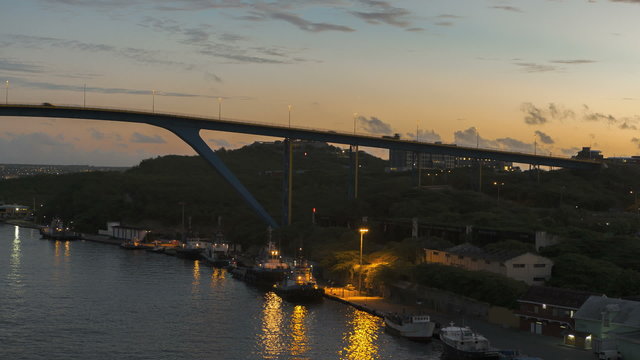 Timelapse arrival at Port Willemstad Curacao