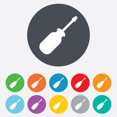 Screwdriver tool sign icon. Fix it symbol.