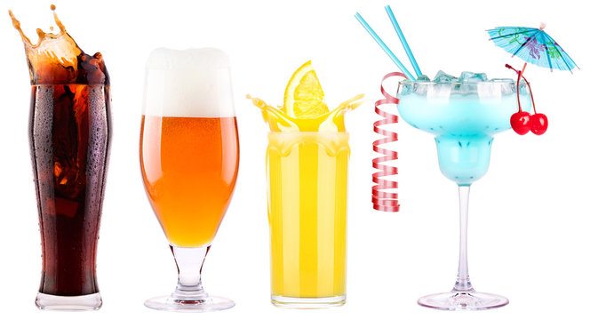 Collection of different images alcohol isolated
