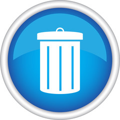 Круглый векторный знак с изображением мусорного бака