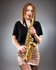 Fototapeta premium Saxophone player closeup