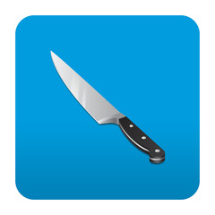 Etiqueta tipo app cuadrada azul cuchillo de cocina
