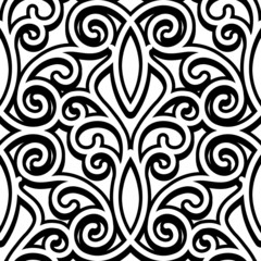 Black and white swirly seamless pattern