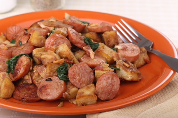 Sausage Potato Dinner Closeup