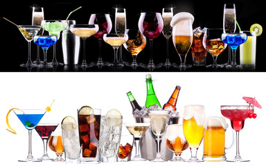 Naklejki  zestaw różnych napojów alkoholowych