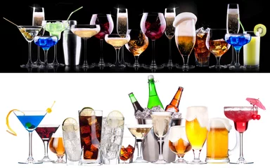 Fotobehang Bar verschillende alcoholdranken set