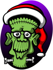 Frankenstein celebrating Christmas