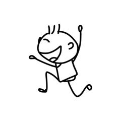 hand drawing cartoon happy kids playing