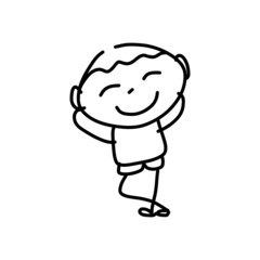 hand drawing cartoon happy kids playing