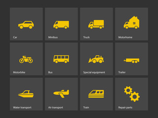 Cars and Transport icons.