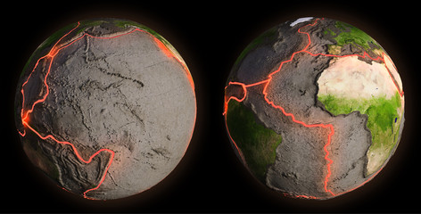 Earth's fault lines between tectonic plates