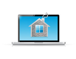 laptop computer and home illustration design