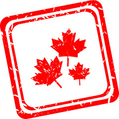 Stylized maple leaf. red web stamp icon