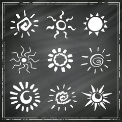 Vector Abstract Suns on a Black Chalkboard
