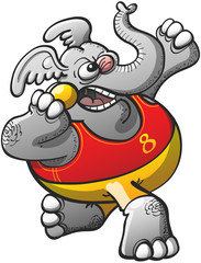 Obraz premium Athletic Elephant Performing a Shot Put