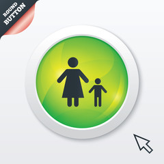 One-parent family with one child sign icon.
