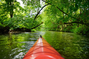 Kayak paddling on river