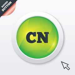 Chinese language sign icon. CN China translation
