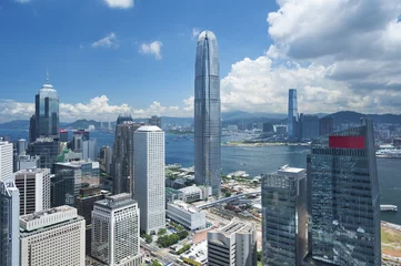 Keuken spatwand met foto Aerial view of Hong Kong city © leeyiutung