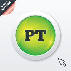 Portuguese language sign icon. PT translation
