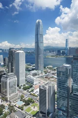 Foto op Canvas Aerial view of Hong Kong city © leeyiutung