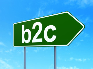 Business concept: B2c on road sign background