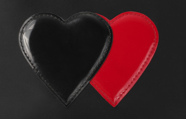 Red and Black Artificial Leather Heart Stitch