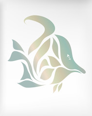 Vintage ornament fish on background vector