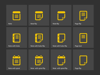 Notepad and sticky note icon set.