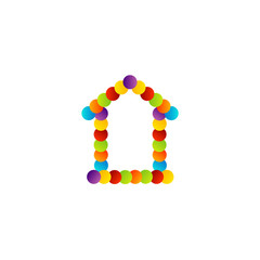 Real estate logo- house with colorful dots
