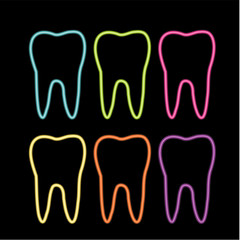 Colorful neon teeth- logo for dentist