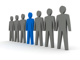 Unique person in row.