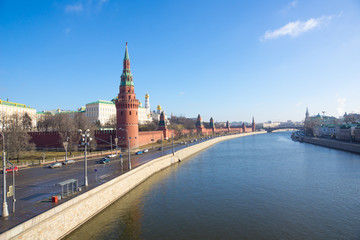 Fototapeta premium Spring in Moscow - Kremlevskaya Embankment