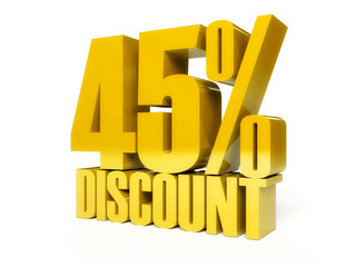 45 percent discount. Golden shiny text.