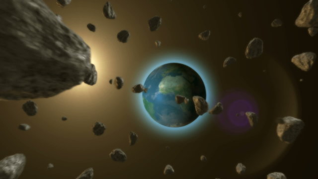 3d Meteor and earth