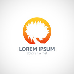 Eco orange tree logo template, abstract icon